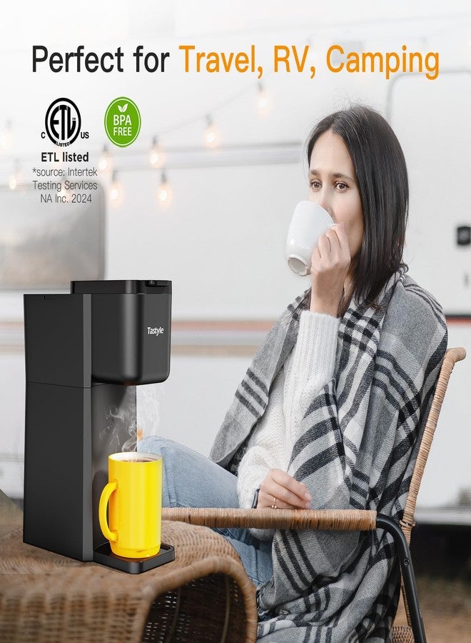 Tastyle Mini Hot and Iced Coffee Maker Single Serve, for K Cup and Ground, 6 to 14 Oz Brew Sizes, with Recipe Book, for Home, Travel, RV, Office and Dorm, Classic Black (2.0 Version) - Image 5